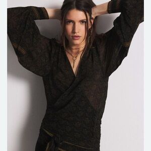 Ba&sh Black Wrap Top